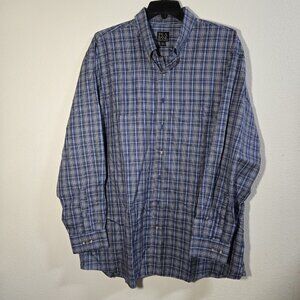Jos.  A. Bank.  Sz XXL Men's Shirt Blue Plaid Button Up Long Sleeve